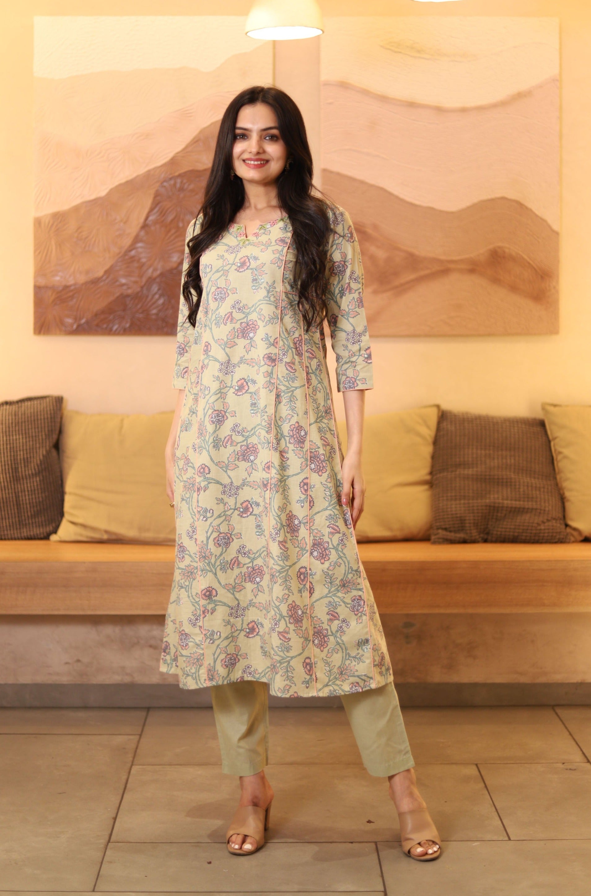 Buy Blue Tulle Embroidered Floral V Neck Flared Kurta And Cigarette Pant Set  For Women by Babita Malkani Online at Aza Fashions.