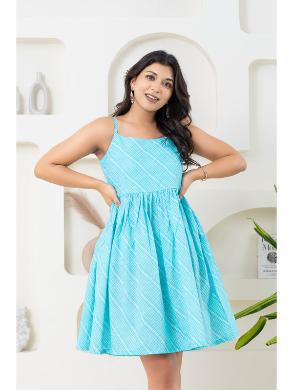 Summer Love Blue Jaipuri Cotton Dress
