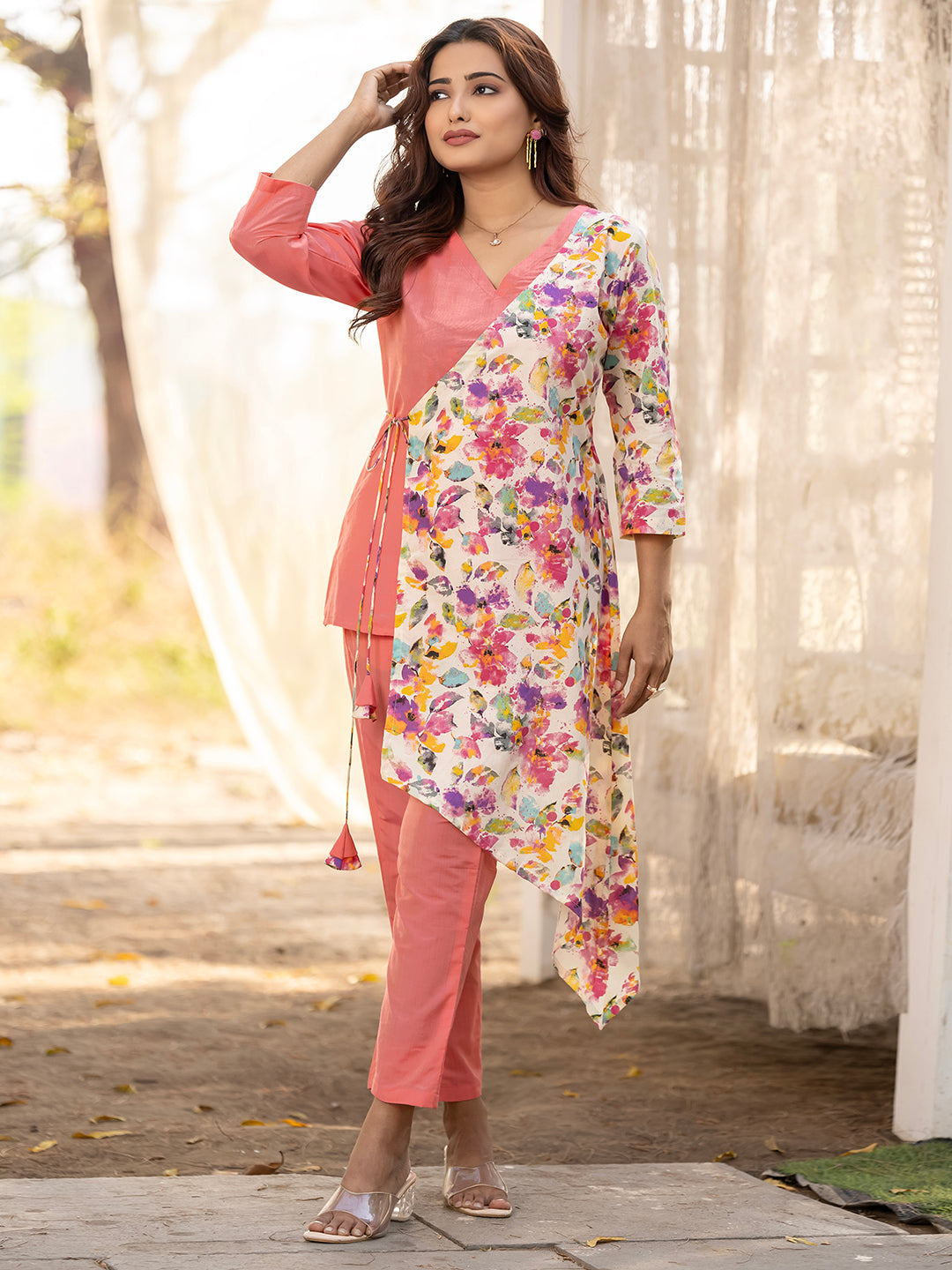 Pink Viscose & Cotton PrintedCo-ord set