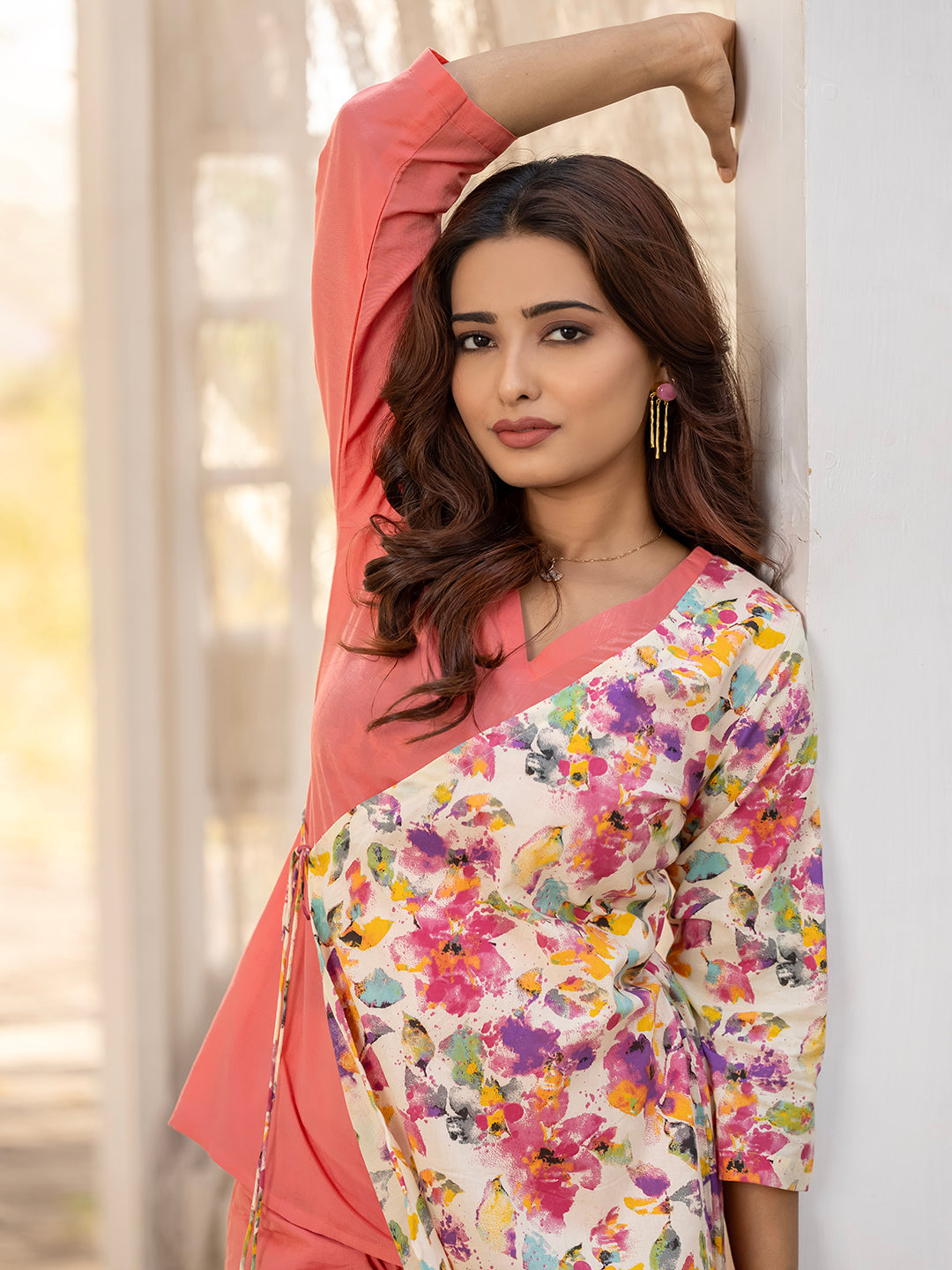 Pink Viscose & Cotton PrintedCo-ord set