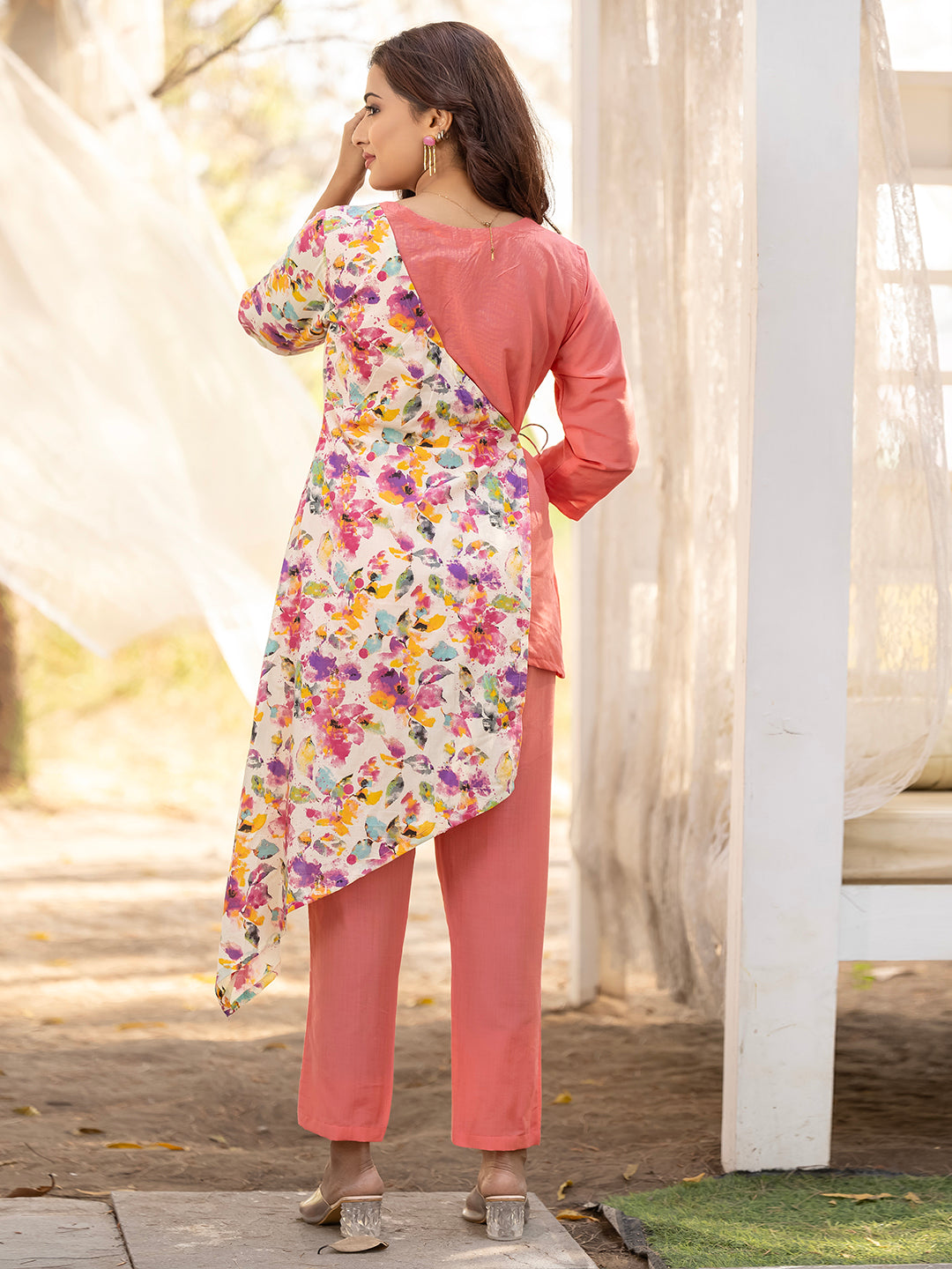 Pink Viscose & Cotton PrintedCo-ord set