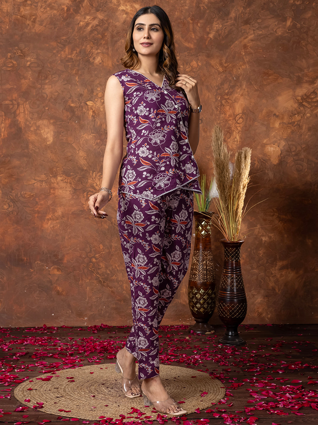 Purple Sanganeri Cotton BlockprintedCo-ord set