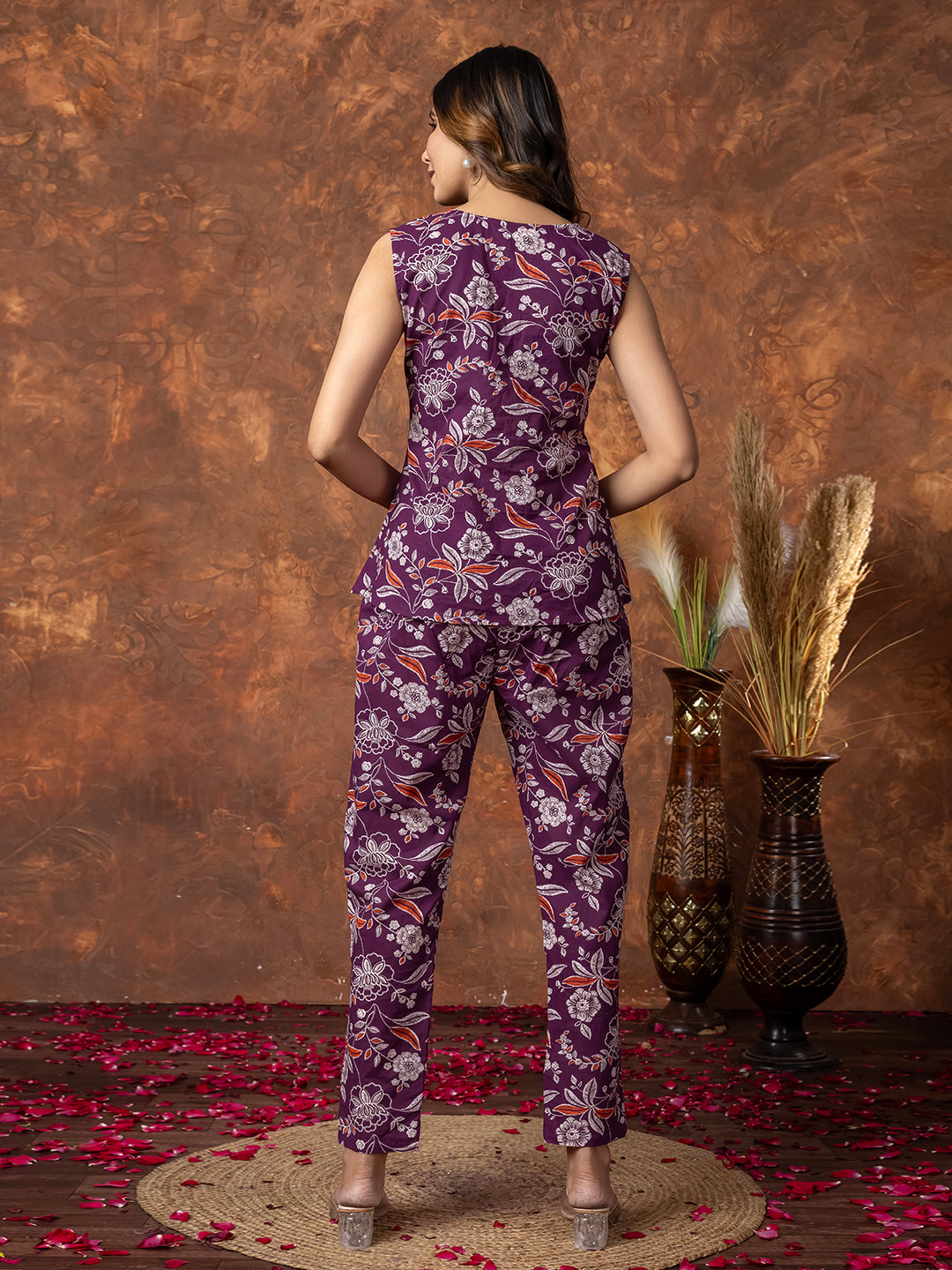 Purple Sanganeri Cotton BlockprintedCo-ord set