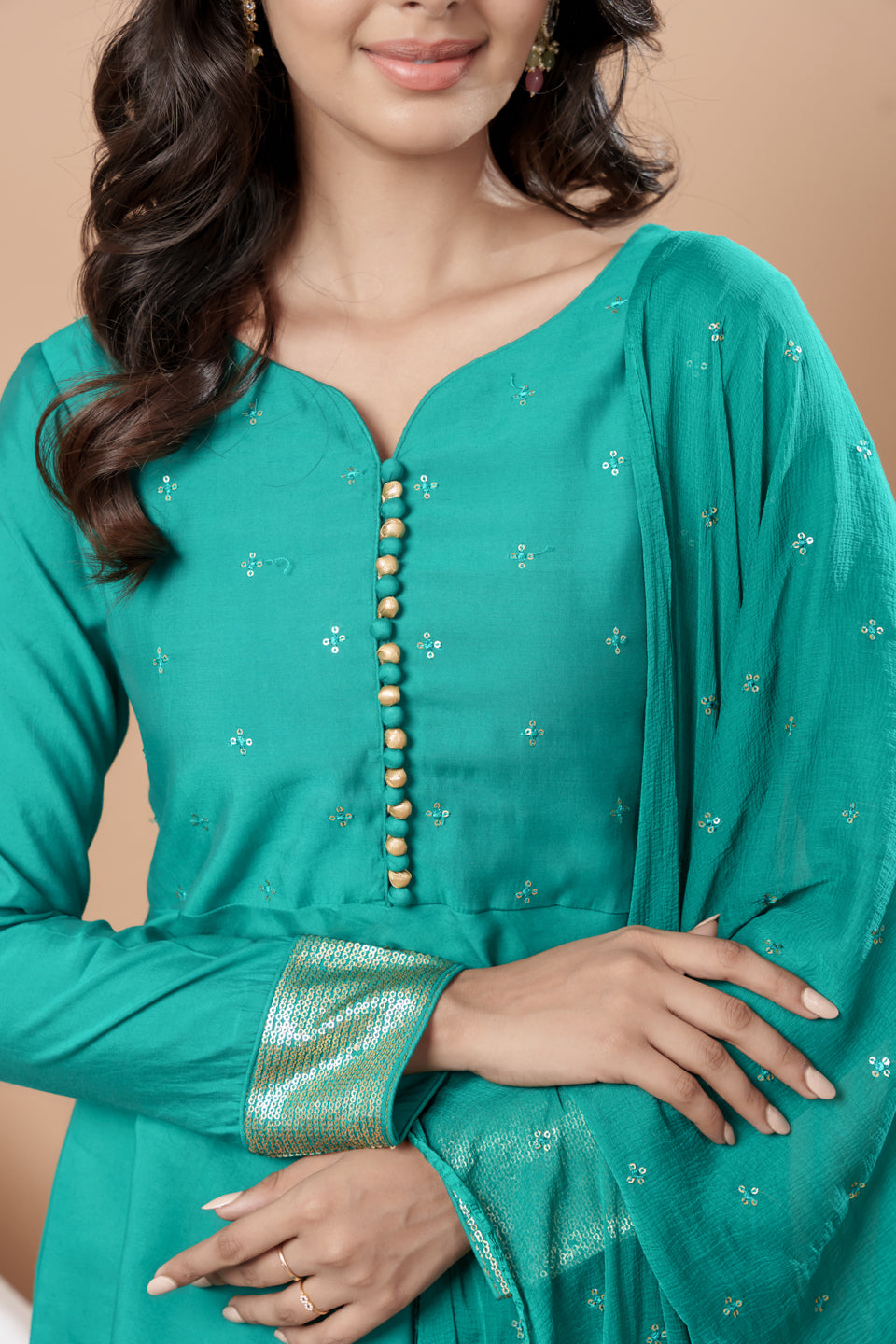 Weavllite Green Silk Blend Embroidered Kurta Set