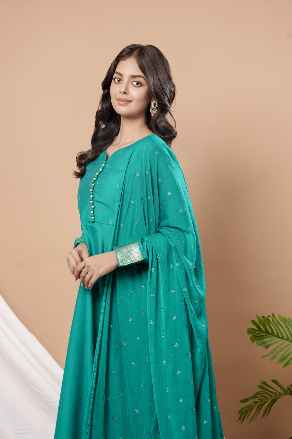 Weavllite Green Silk Blend Embroidered Kurta Set