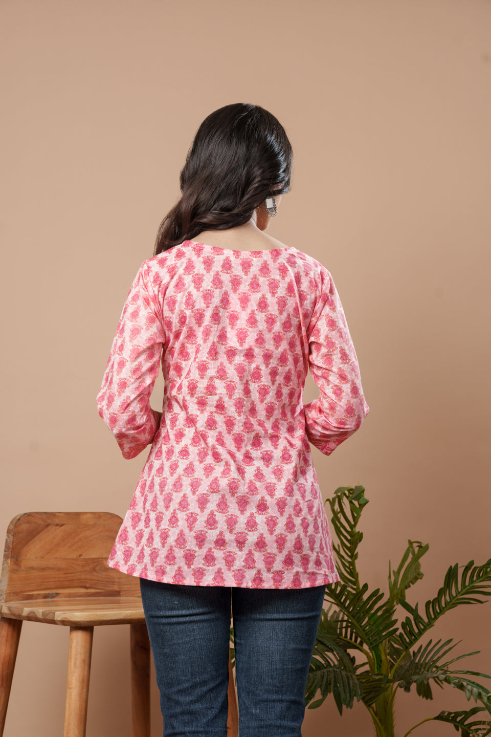 Weavllite Pink cotton Block printed Tunic
