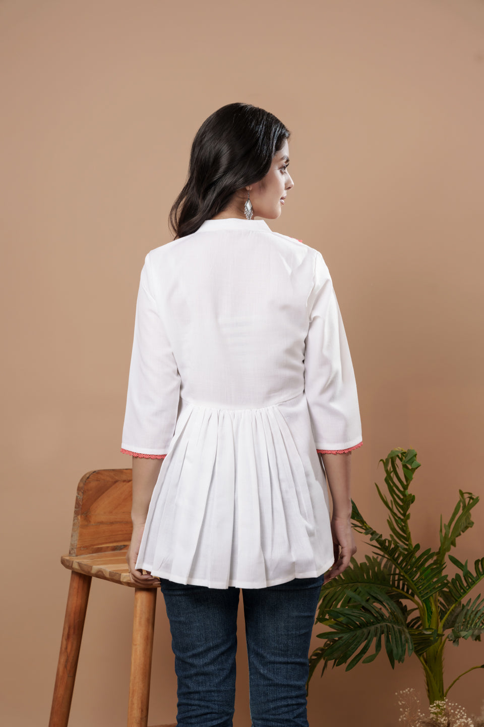 Weavllite White cotton Embroidered Tunic