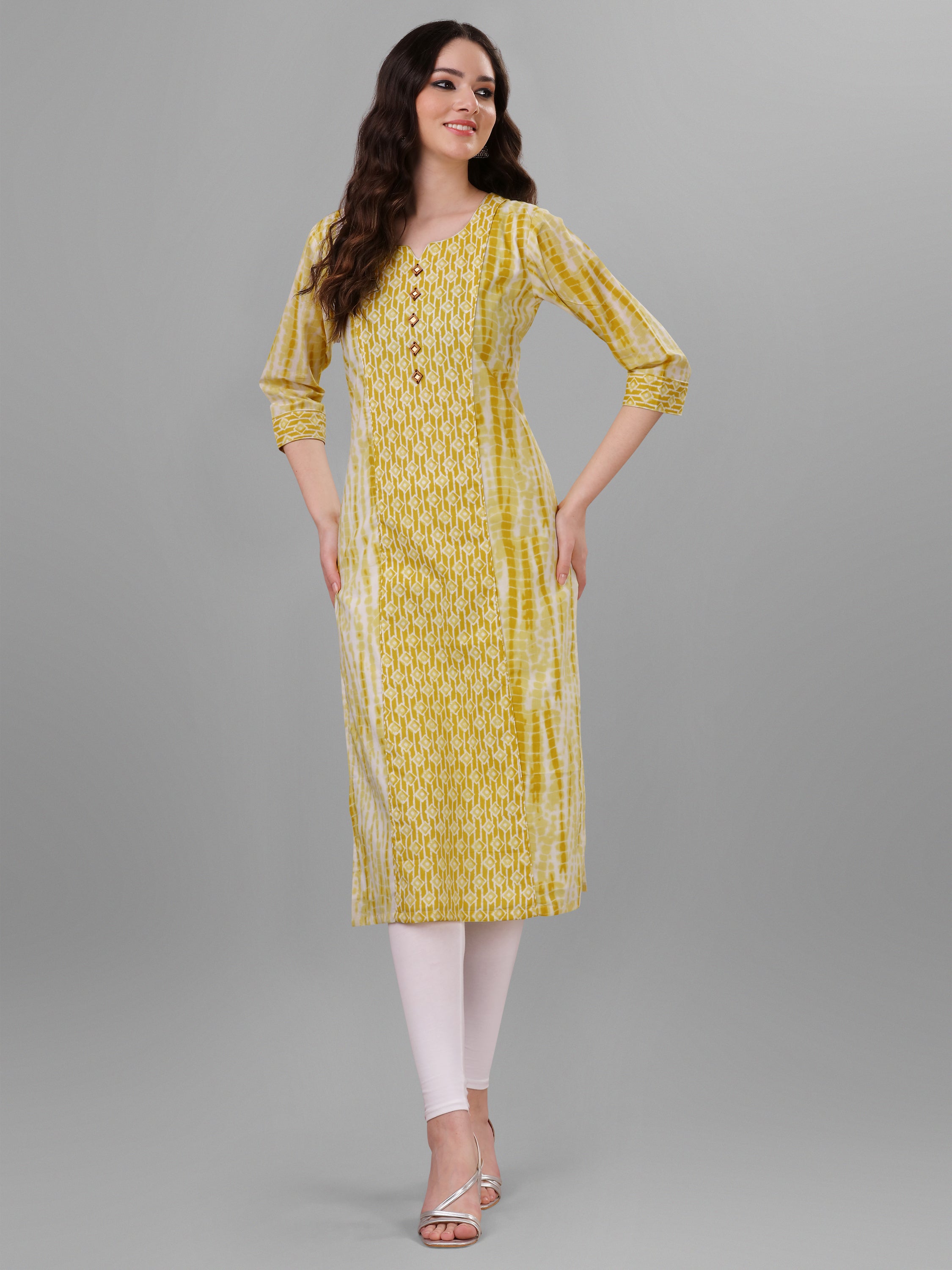 Weavllite Women's Yellow  Pure Cotton Cambric Tie & Dye Kurta