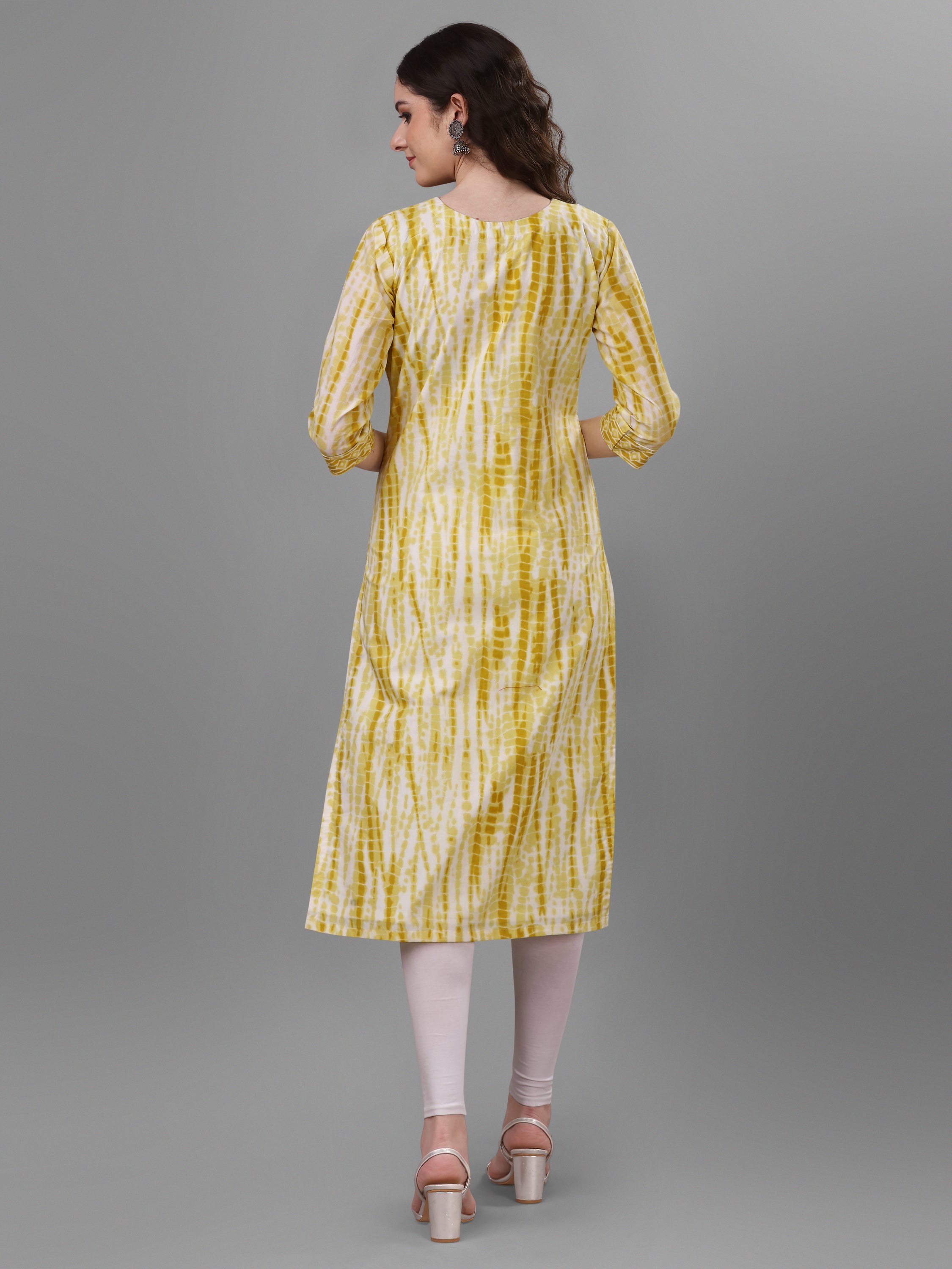 Weavllite Women's Yellow  Pure Cotton Cambric Tie & Dye Kurta