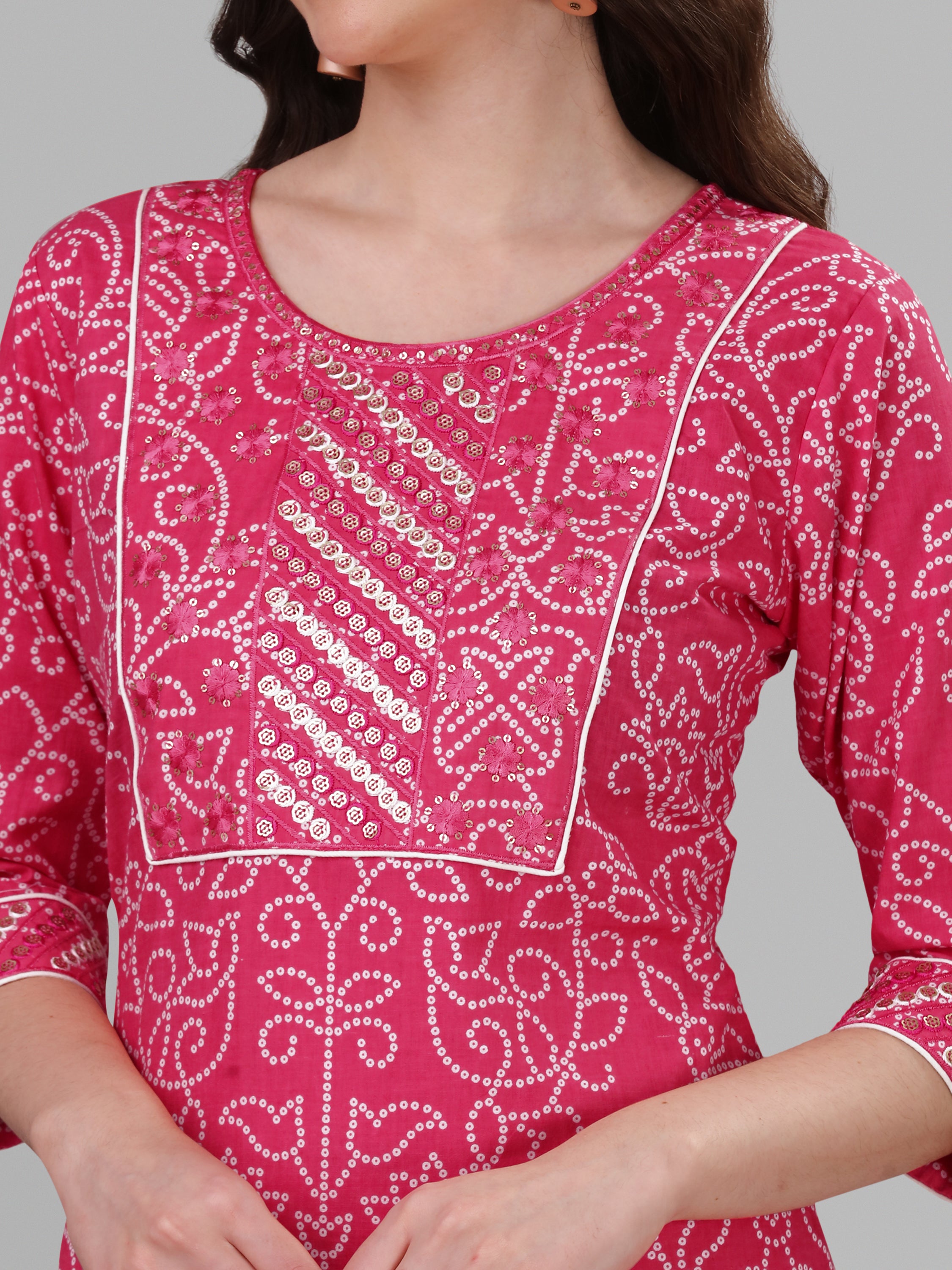 Weavllite Women's Pink  Pure Cotton Cambric Printed Kurta