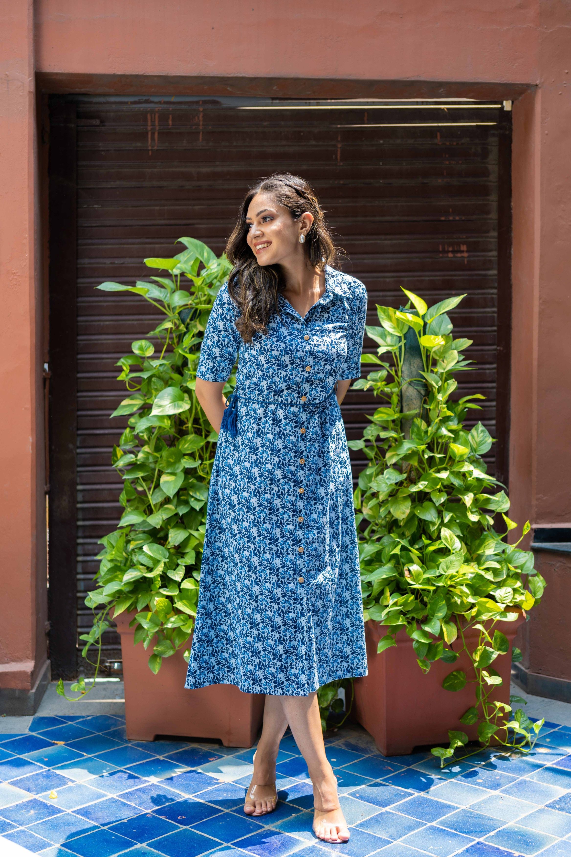 Indigo Pure Cotton Block printed Dress – Weavllite Indigo Pure Cotton Block printed Dress – Weavllite